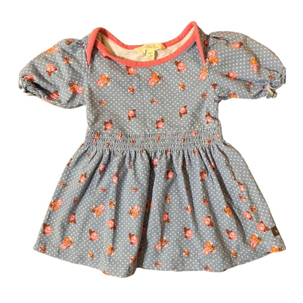 Matilda Jane Brilliant Daydream Blue Skies Tunic Size 2 Floral Blue Polka Dots